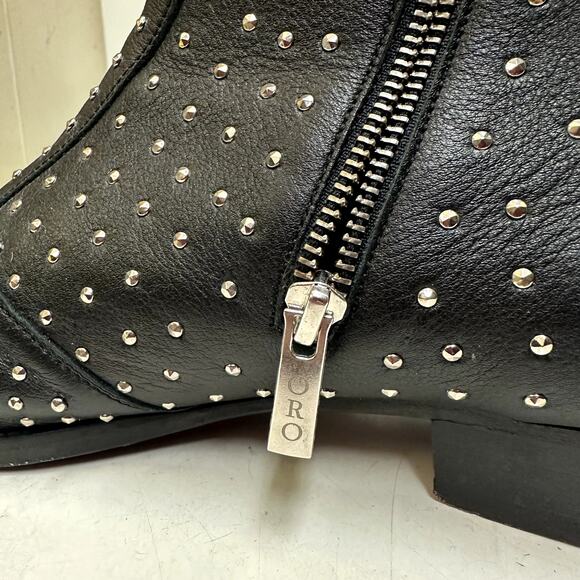 VERY GOOD ORO Los Angeles Milan Studded Zip-up Ankle Boots Black Men\'s 14 D